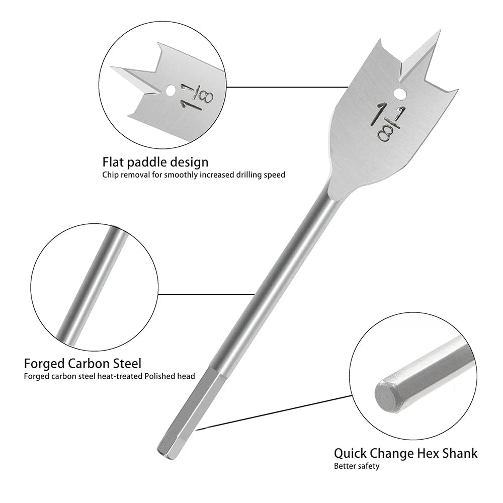 1Set 10-20MM shovel shaped drill bits, woodworking three-point positioning flat drill bits, and quick woodworking drill tool kit