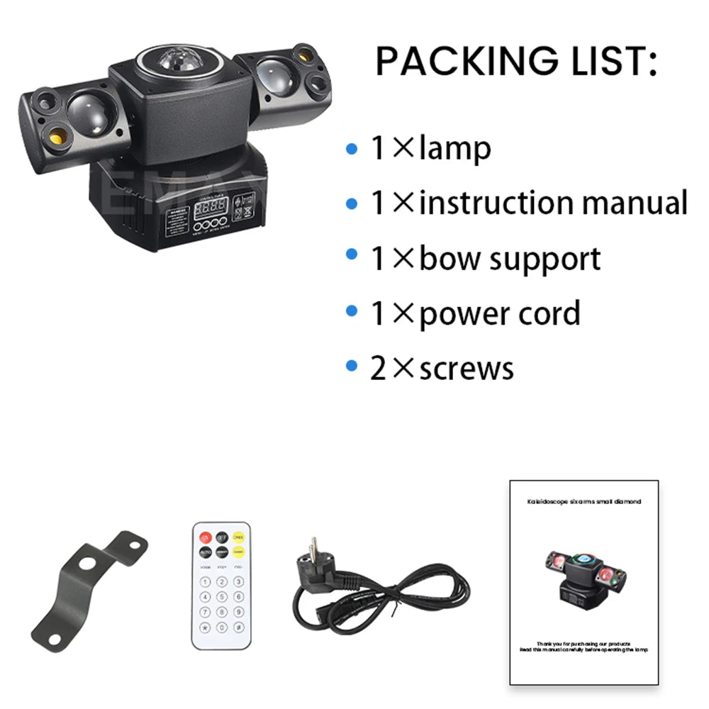 60W Mini Beam 2-Arm Disco Party Light Mobile Head Remote Control RGBW Stage Effect DMX512 DJ Moving Head For Events Club Xmas