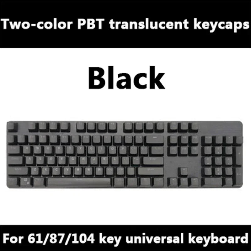 Super 104 Keys DIY PBT Mechanical Keyboard Keycap Translucent Keycaps Two-color Injection Molding OEM For 61/87/104 key Keyboard