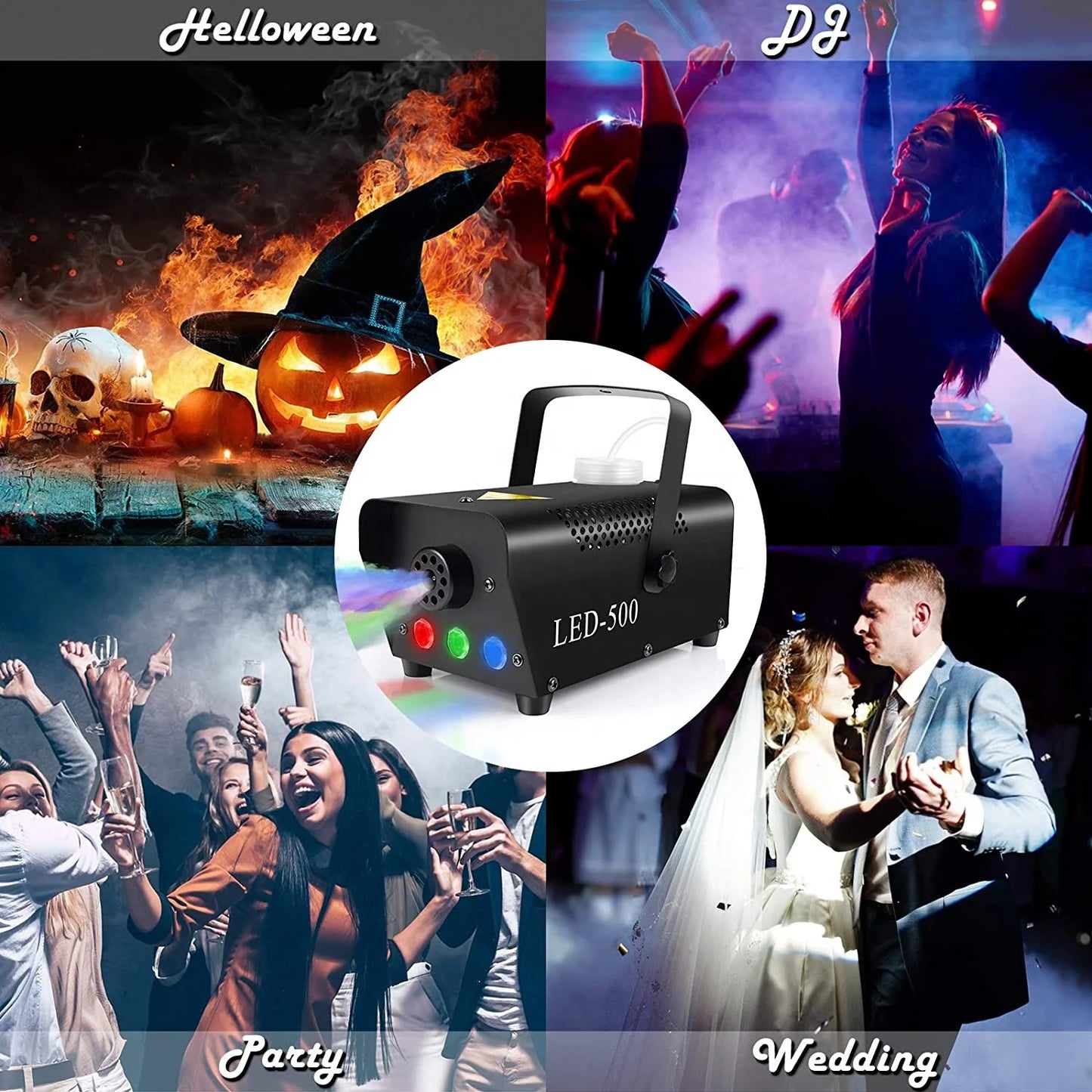 500W 3 RGB LED Smoke Machine Remote Control Lights Professional Special Effect Stage Fog Equipment for DJ Disco Party