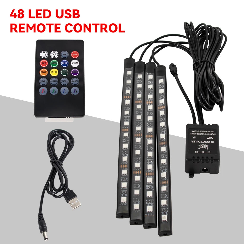Automotive Ambient Light Foot Interior Modification LED Ambient Light Car USB/Cig Music Atmosphere Decorative Strip Lamp