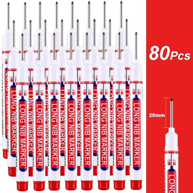 4-100Pcs 2cm Waterproof Long Head Markers Deep Hole Marker Pen for Metal Carpenter Red/Black/Blue/Green /White Woodworking Tools