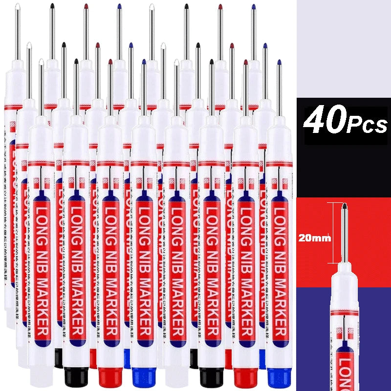4-100Pcs 2cm Waterproof Long Head Markers Deep Hole Marker Pen for Metal Carpenter Red/Black/Blue/Green /White Woodworking Tools