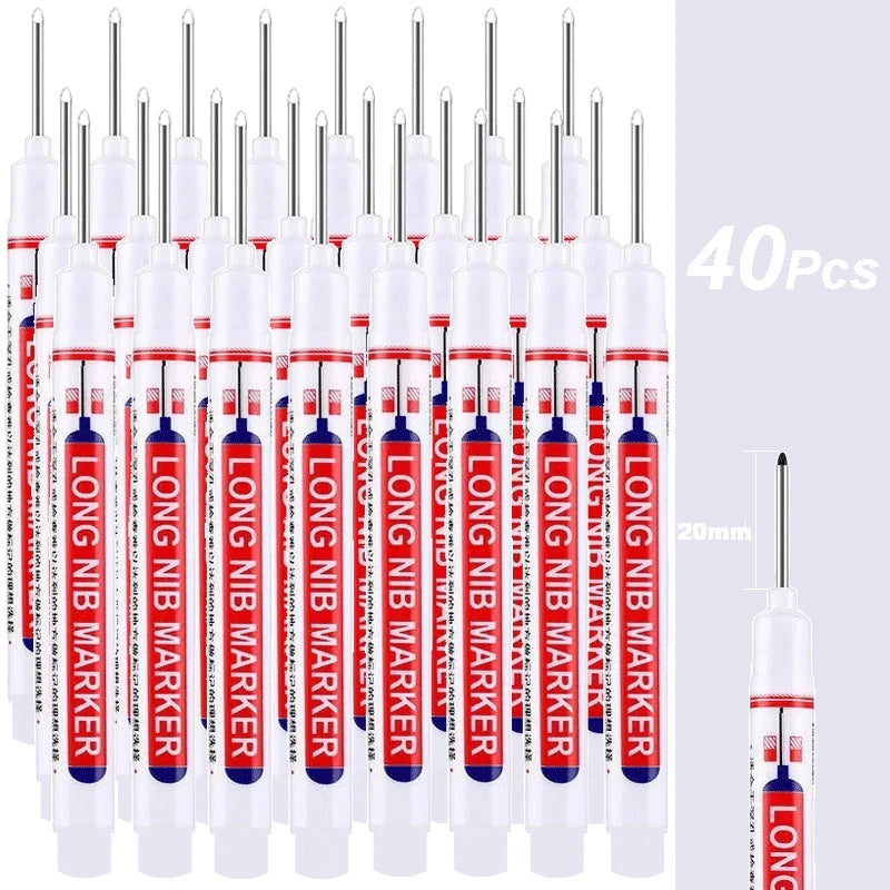 4-100Pcs 2cm Waterproof Long Head Markers Deep Hole Marker Pen for Metal Carpenter Red/Black/Blue/Green /White Woodworking Tools