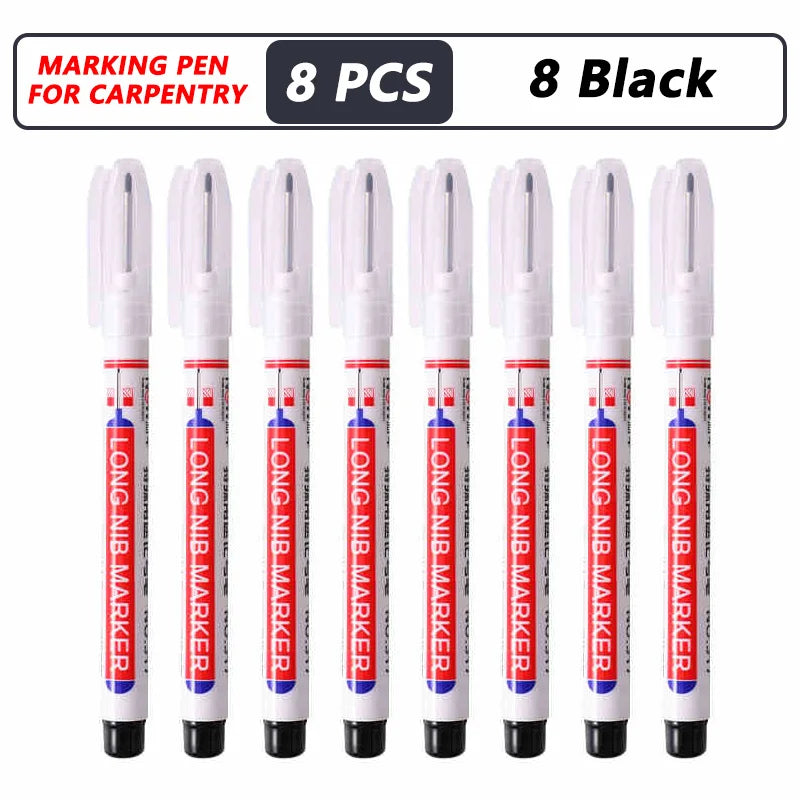 4-100Pcs 2cm Waterproof Long Head Markers Deep Hole Marker Pen for Metal Carpenter Red/Black/Blue/Green /White Woodworking Tools