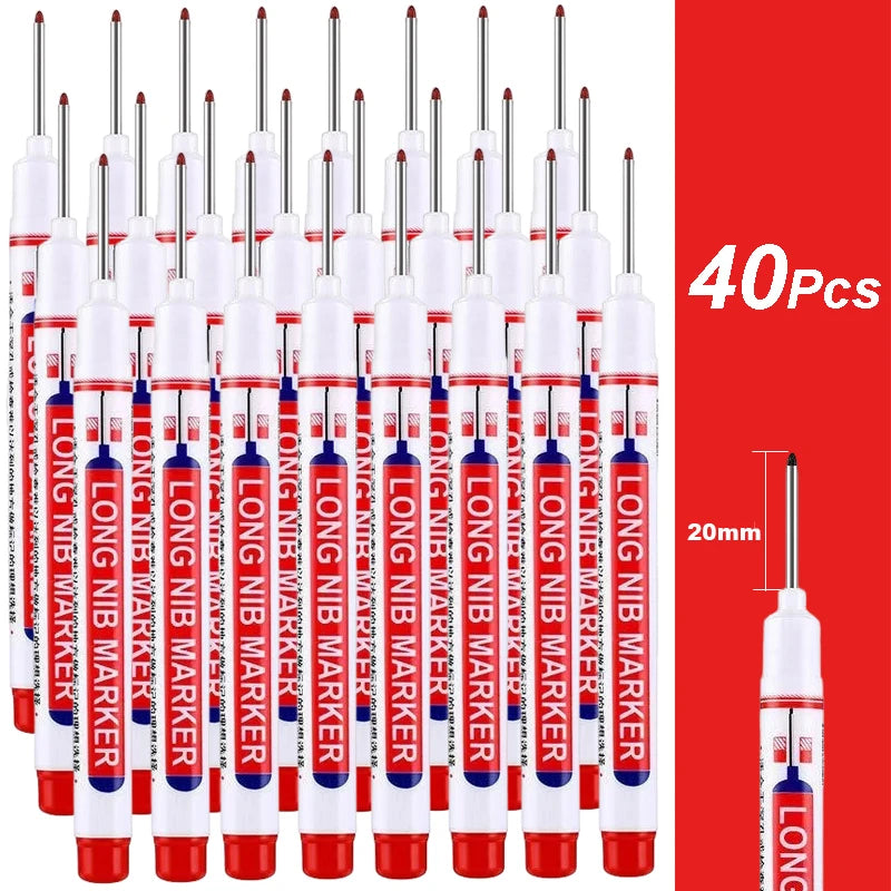 4-100Pcs 2cm Waterproof Long Head Markers Deep Hole Marker Pen for Metal Carpenter Red/Black/Blue/Green /White Woodworking Tools