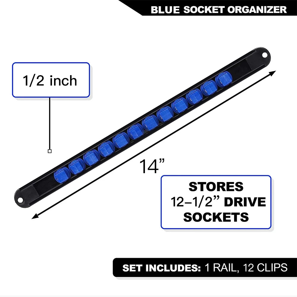 1/4" 3/8" 1/2" Wrench Holders Traight Plastic Universal Socket Organizer Rail Bracket Repair tools Socket Wall Wrench Home Tools