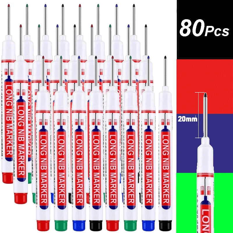 4-100Pcs 2cm Waterproof Long Head Markers Deep Hole Marker Pen for Metal Carpenter Red/Black/Blue/Green /White Woodworking Tools