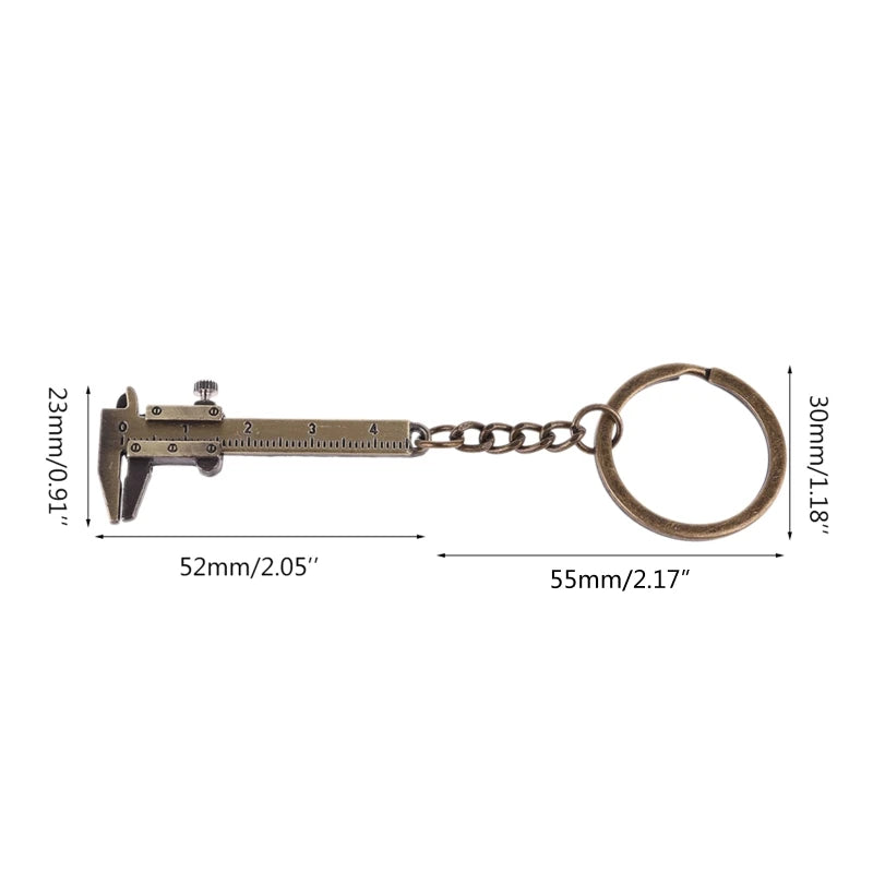 Portable Mini Vernier Caliper Measure Tools for Key Chain Zinc Alloy Calipers Gauge Slide Ruler for Key Ring Woodworking