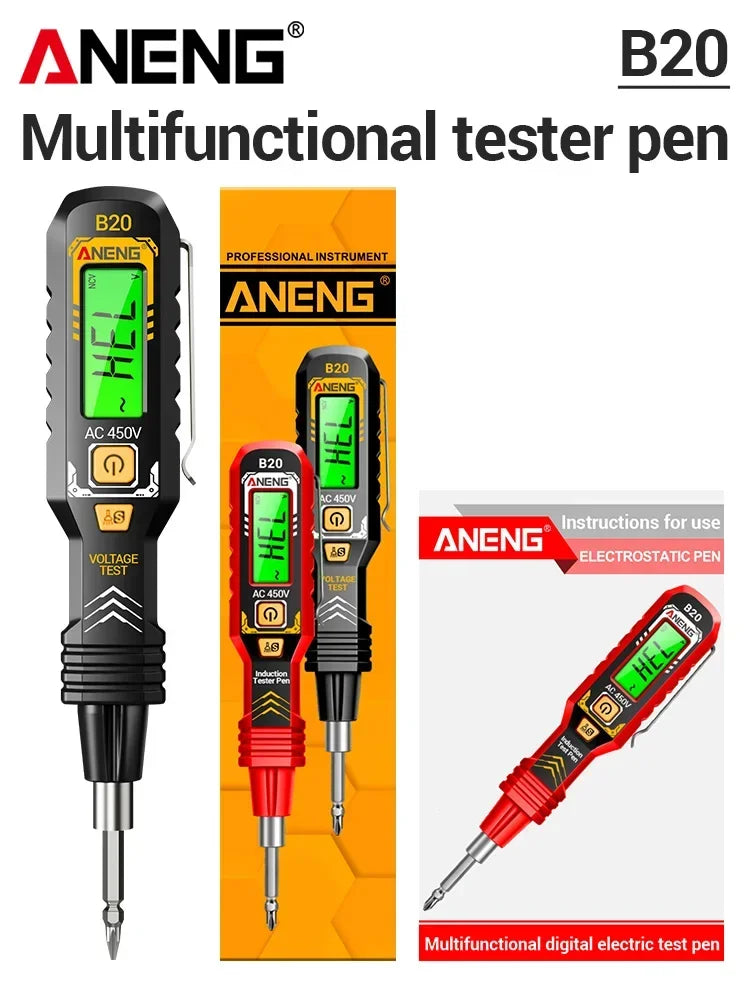 Dual-use Screwdriver Voltage Tester Pen ANENG B20 Double Head Insulated Slotted Cross Pen Screw Driver Repair Meter Hand Tools