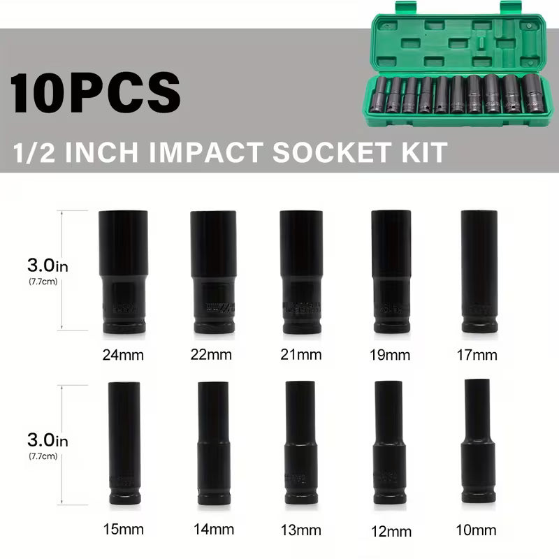 10pc Deep Impact Sockets 1/2"