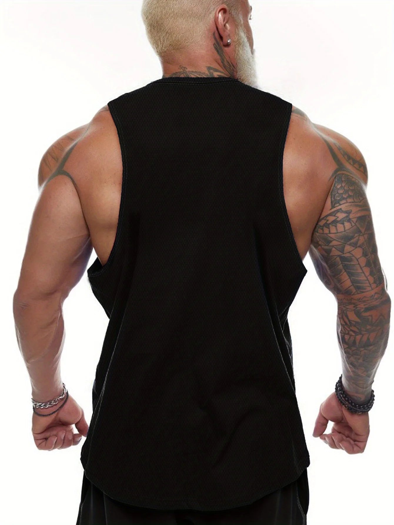 Large-sized men's cross-patterned printed vest, fitness and sports sleeveless T-shirt