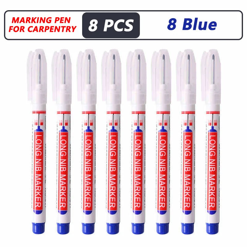 4-100Pcs 2cm Waterproof Long Head Markers Deep Hole Marker Pen for Metal Carpenter Red/Black/Blue/Green /White Woodworking Tools