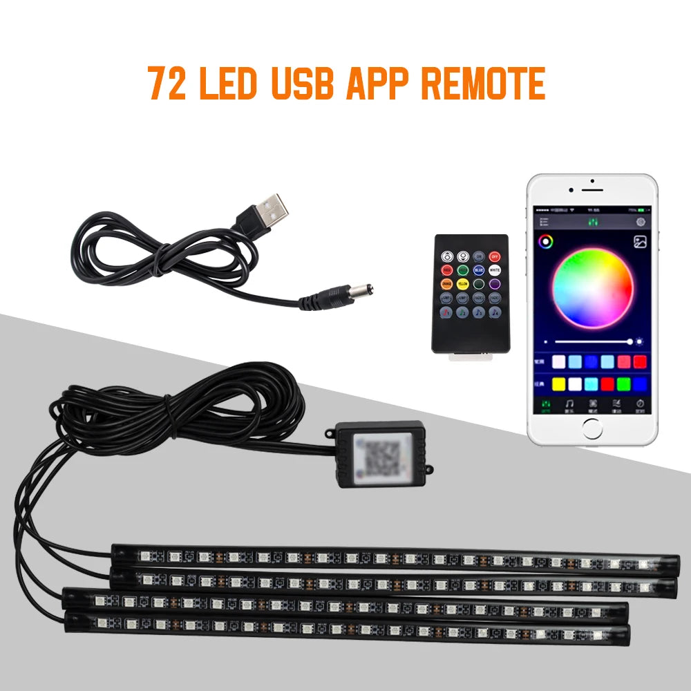Automotive Ambient Light Foot Interior Modification LED Ambient Light Car USB/Cig Music Atmosphere Decorative Strip Lamp