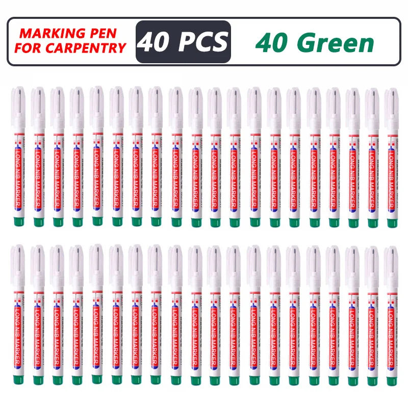 4-100Pcs 2cm Waterproof Long Head Markers Deep Hole Marker Pen for Metal Carpenter Red/Black/Blue/Green /White Woodworking Tools