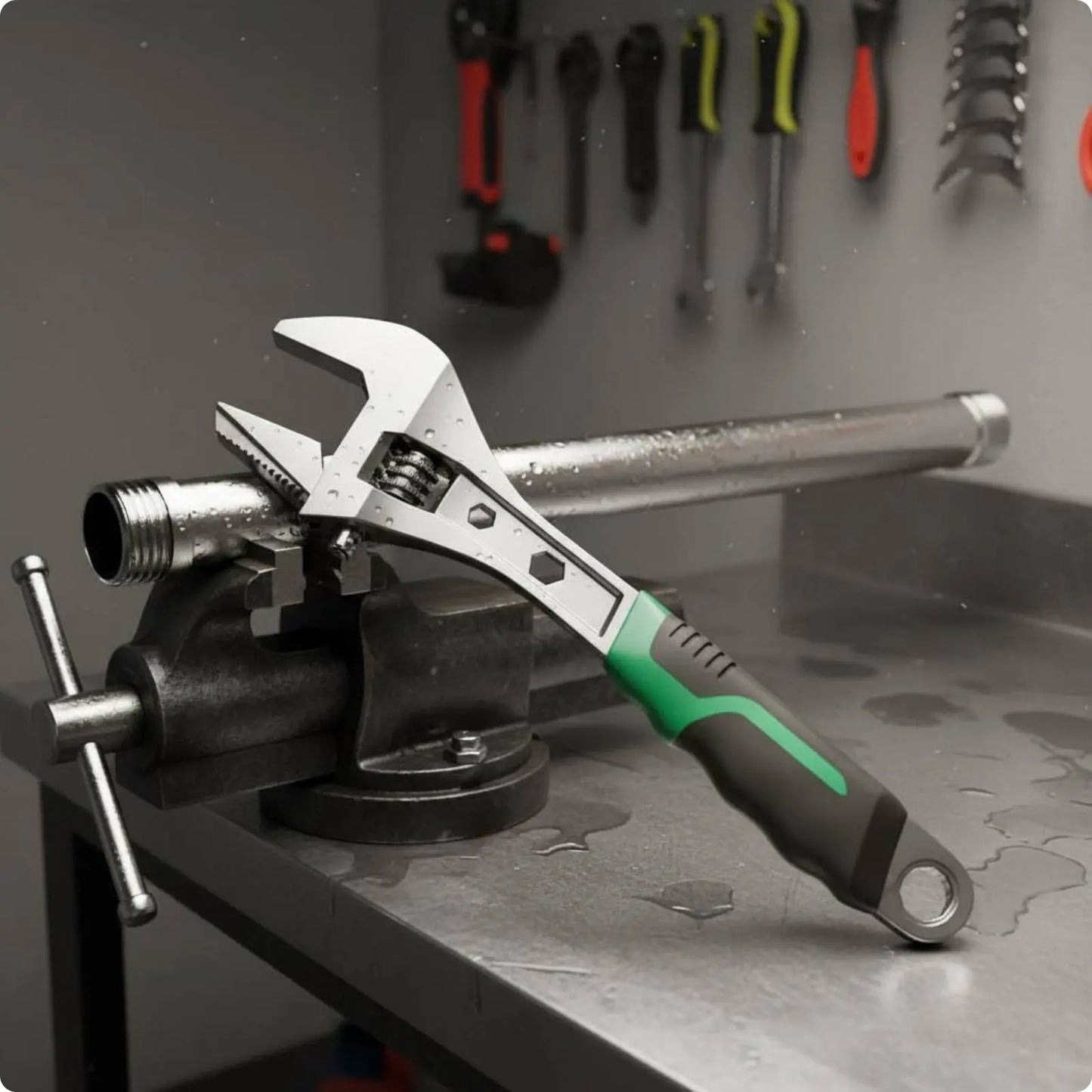 Toothed Adjustable Wrench Industrial Grade Adjustable Jaw Wrench Hand Tool High Hardness Non-Slip Grip for Plumbing
