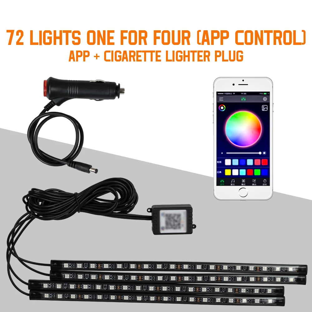 Automotive Ambient Light Foot Interior Modification LED Ambient Light Car USB/Cig Music Atmosphere Decorative Strip Lamp