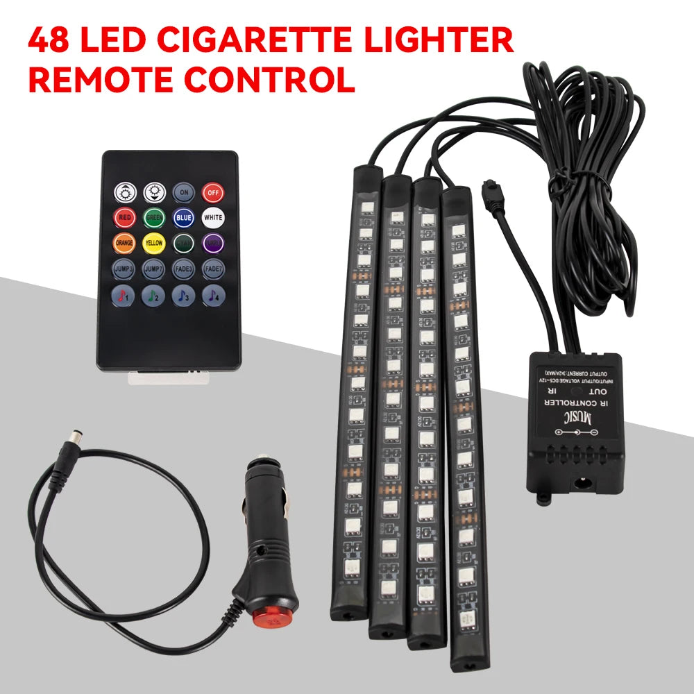 Automotive Ambient Light Foot Interior Modification LED Ambient Light Car USB/Cig Music Atmosphere Decorative Strip Lamp