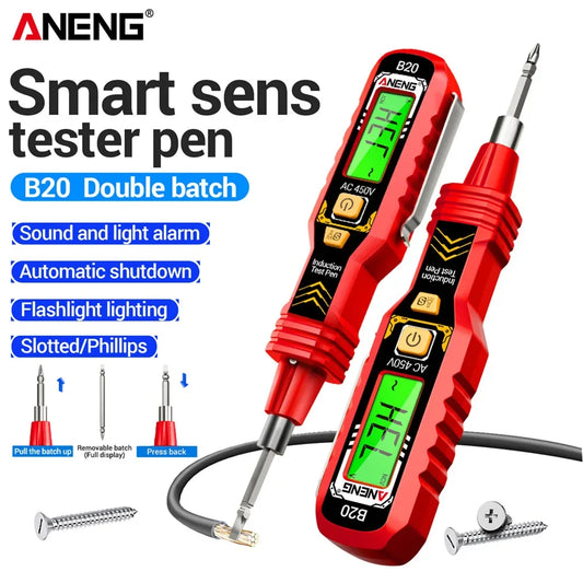 Dual-use Screwdriver Voltage Tester Pen ANENG B20 Double Head Insulated Slotted Cross Pen Screw Driver Repair Meter Hand Tools