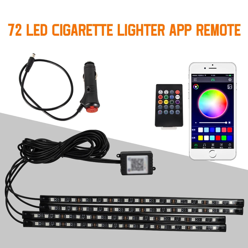 Automotive Ambient Light Foot Interior Modification LED Ambient Light Car USB/Cig Music Atmosphere Decorative Strip Lamp