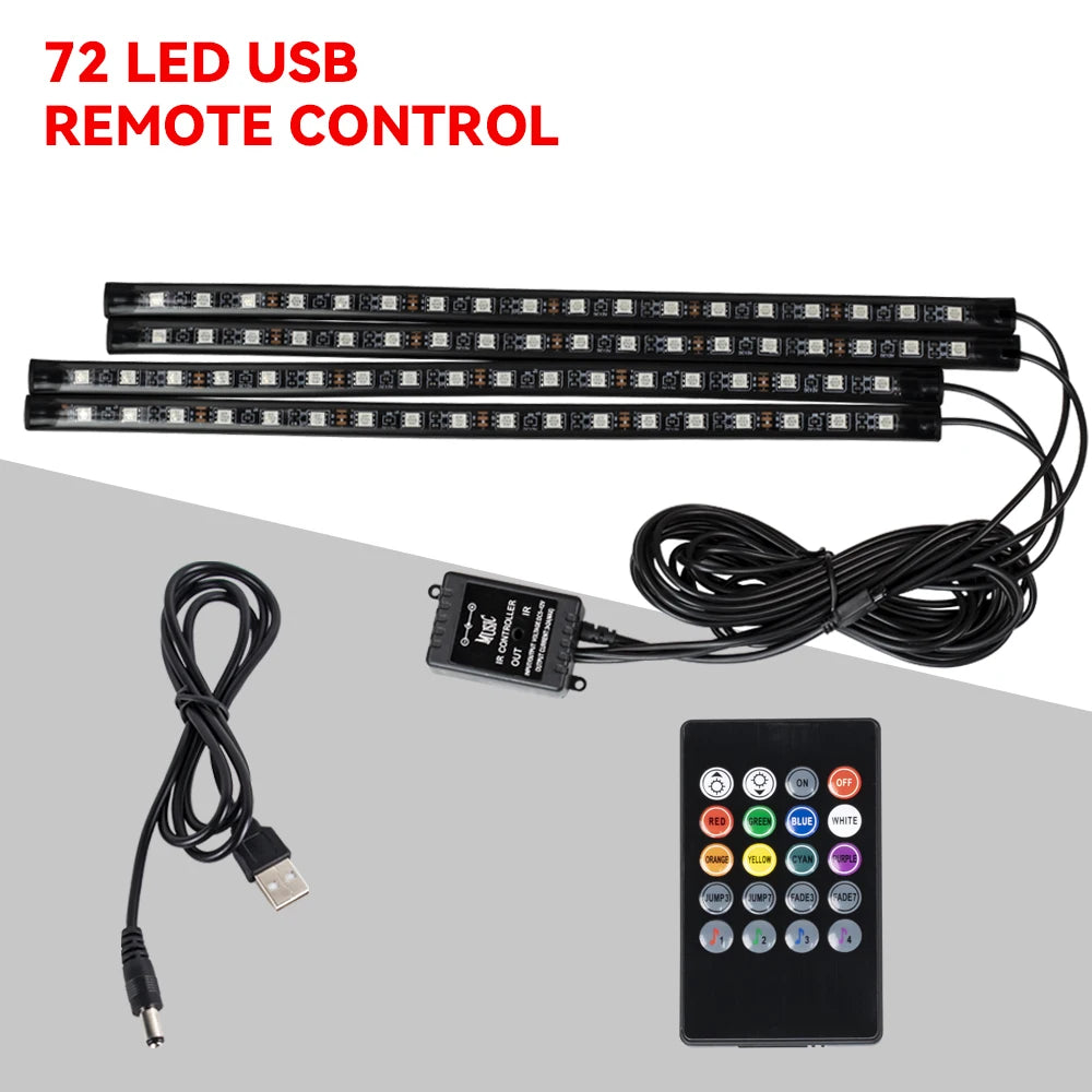 Automotive Ambient Light Foot Interior Modification LED Ambient Light Car USB/Cig Music Atmosphere Decorative Strip Lamp