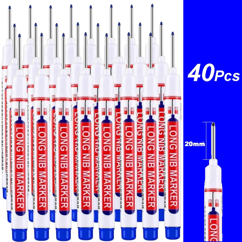 4-100Pcs 2cm Waterproof Long Head Markers Deep Hole Marker Pen for Metal Carpenter Red/Black/Blue/Green /White Woodworking Tools