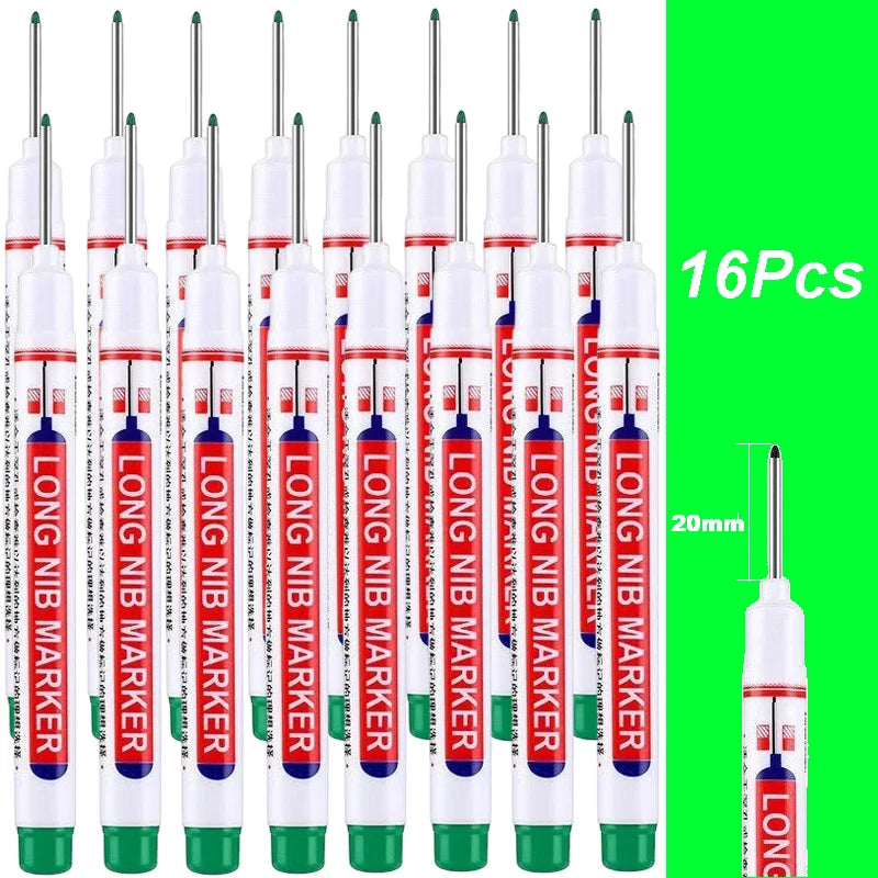 4-100Pcs 2cm Waterproof Long Head Markers Deep Hole Marker Pen for Metal Carpenter Red/Black/Blue/Green /White Woodworking Tools