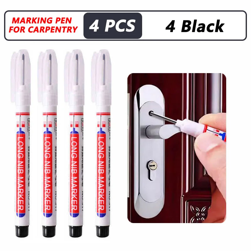 4-100Pcs 2cm Waterproof Long Head Markers Deep Hole Marker Pen for Metal Carpenter Red/Black/Blue/Green /White Woodworking Tools