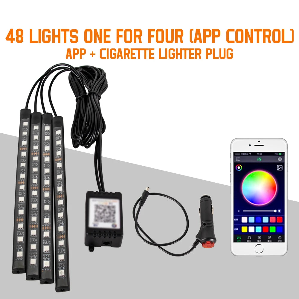 Automotive Ambient Light Foot Interior Modification LED Ambient Light Car USB/Cig Music Atmosphere Decorative Strip Lamp