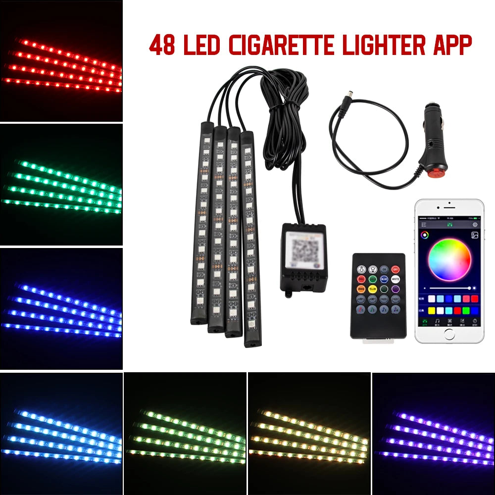 Automotive Ambient Light Foot Interior Modification LED Ambient Light Car USB/Cig Music Atmosphere Decorative Strip Lamp