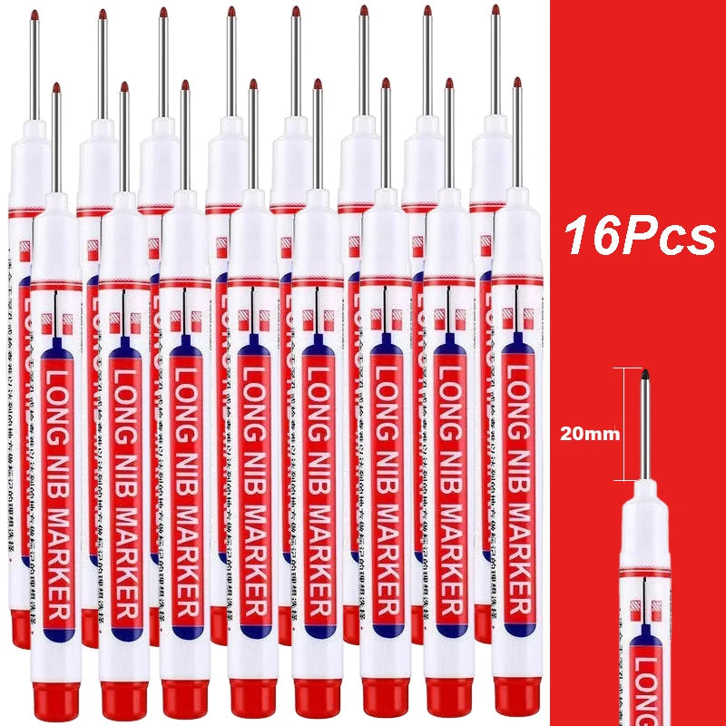 4-100Pcs 2cm Waterproof Long Head Markers Deep Hole Marker Pen for Metal Carpenter Red/Black/Blue/Green /White Woodworking Tools