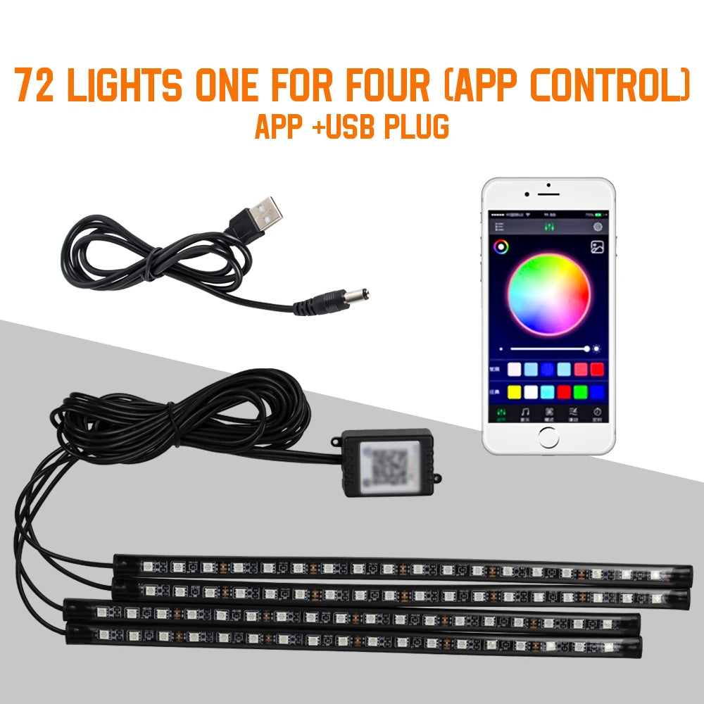 Automotive Ambient Light Foot Interior Modification LED Ambient Light Car USB/Cig Music Atmosphere Decorative Strip Lamp