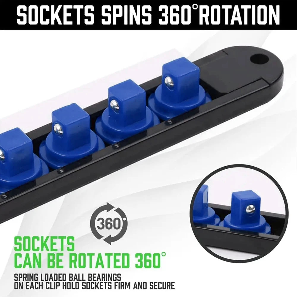 1/4" 3/8" 1/2" Wrench Holders Traight Plastic Universal Socket Organizer Rail Bracket Repair tools Socket Wall Wrench Home Tools