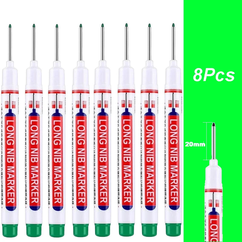 4-100Pcs 2cm Waterproof Long Head Markers Deep Hole Marker Pen for Metal Carpenter Red/Black/Blue/Green /White Woodworking Tools
