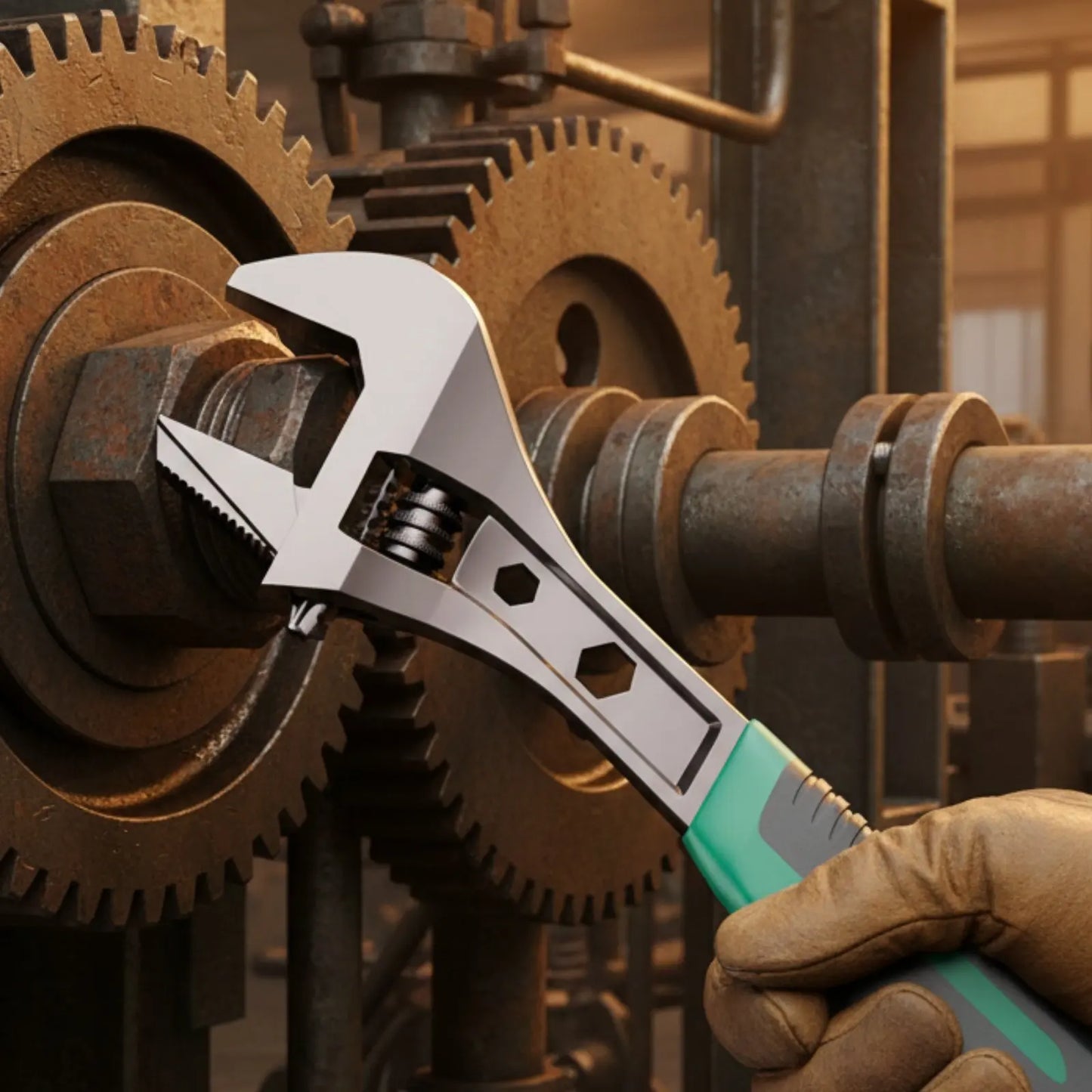 Toothed Adjustable Wrench Industrial Grade Adjustable Jaw Wrench Hand Tool High Hardness Non-Slip Grip for Plumbing