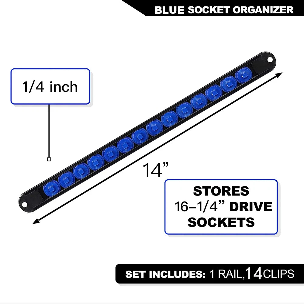 1/4" 3/8" 1/2" Wrench Holders Traight Plastic Universal Socket Organizer Rail Bracket Repair tools Socket Wall Wrench Home Tools