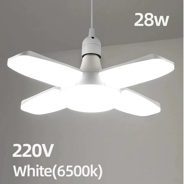 E27 Fan Shape Foldable 40LEDs Bulb AC220V/110V Deformation for Home Ceiling Lights Warehouse and Garage White Light 6500K Bulb