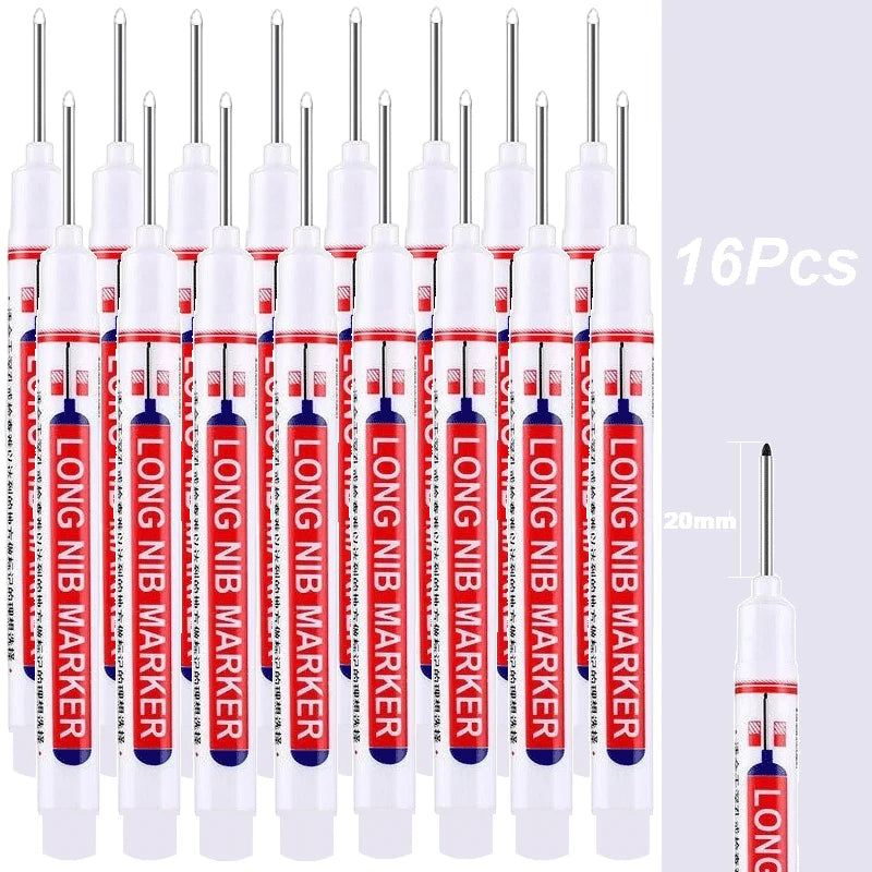 4-100Pcs 2cm Waterproof Long Head Markers Deep Hole Marker Pen for Metal Carpenter Red/Black/Blue/Green /White Woodworking Tools