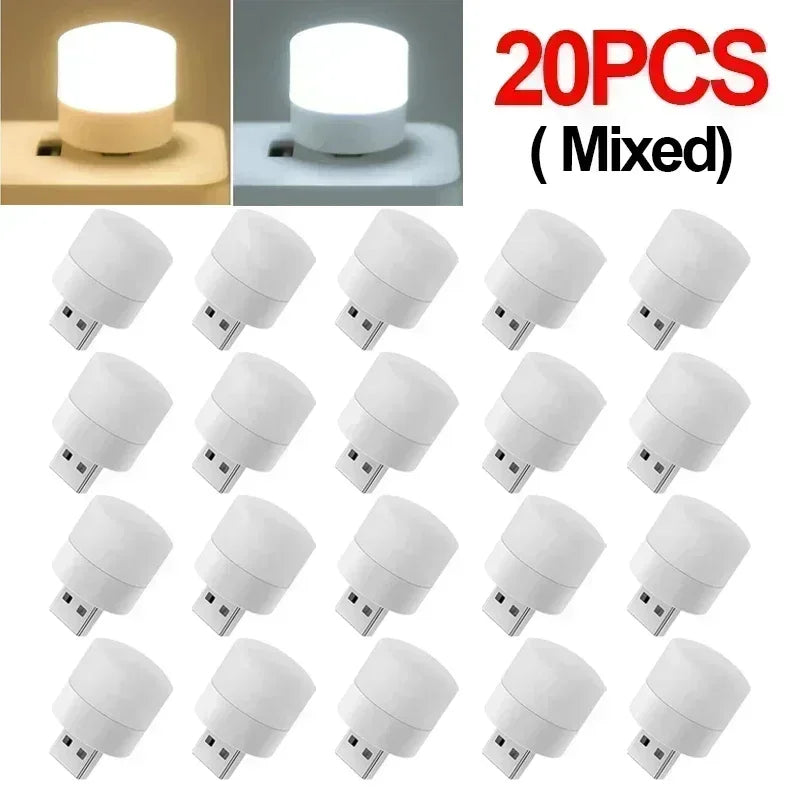 1/10Pcs Mini USB Night Light Warm White Eye Protection Book Reading Light USB Plug Computer Mobile Power Charging LED Night Lamp