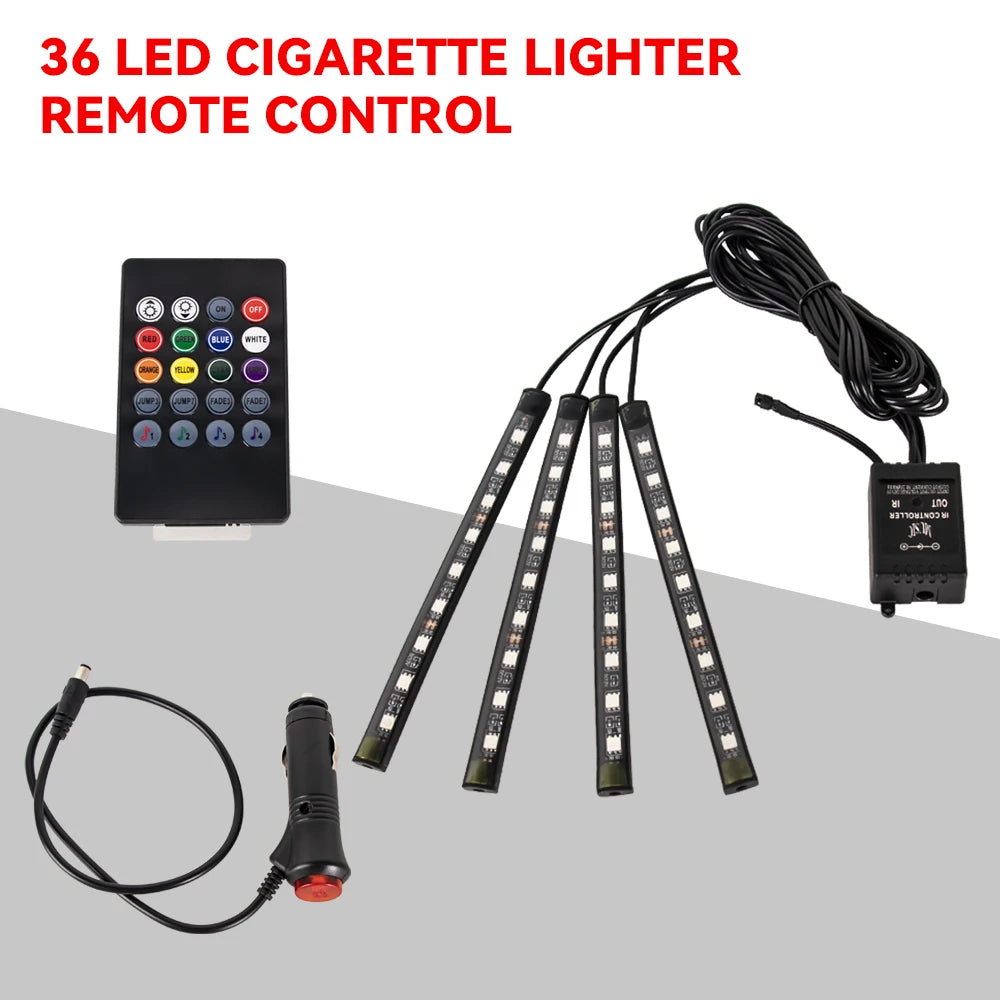 Automotive Ambient Light Foot Interior Modification LED Ambient Light Car USB/Cig Music Atmosphere Decorative Strip Lamp