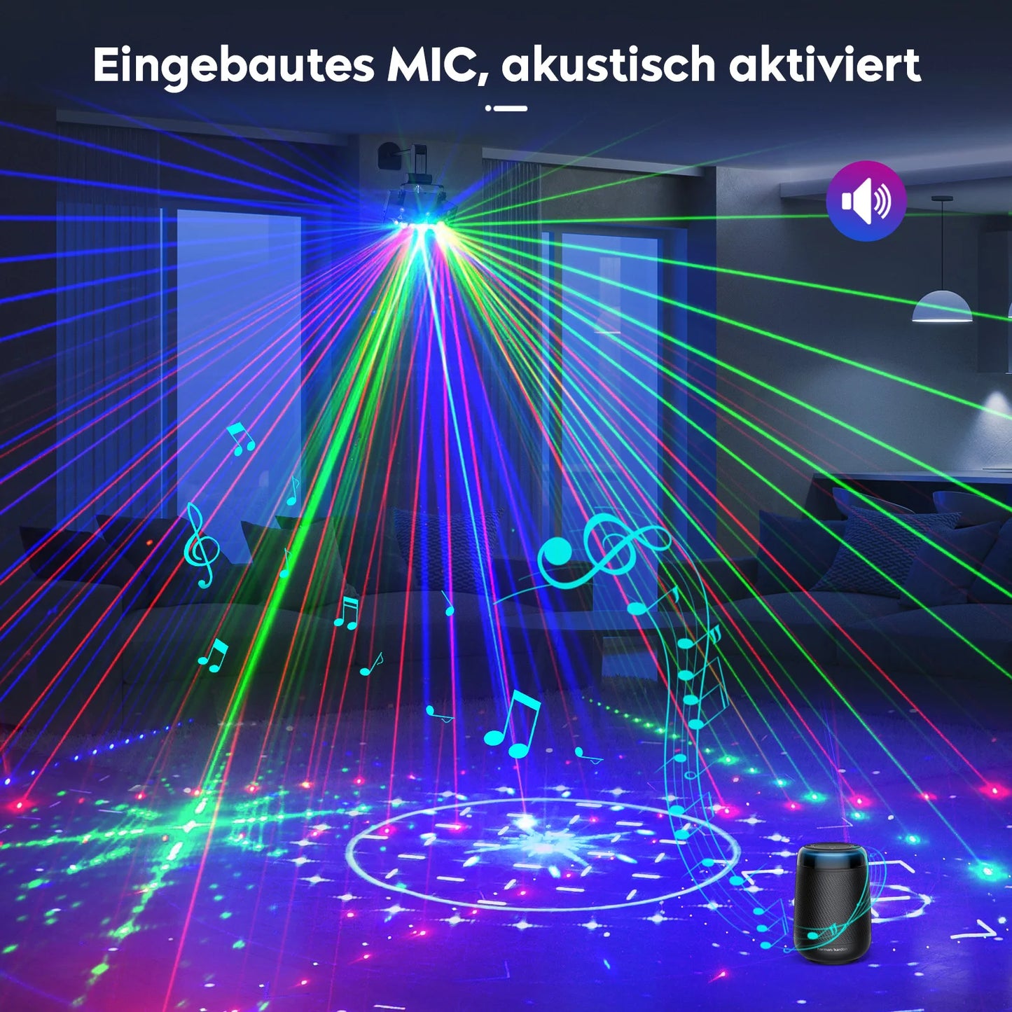 Leleght 9 Eyes Projector RGB Laser Party Light Remote Control Stage Effect Lighting 7CH DMX512 Nightclub Lights for Disco Show