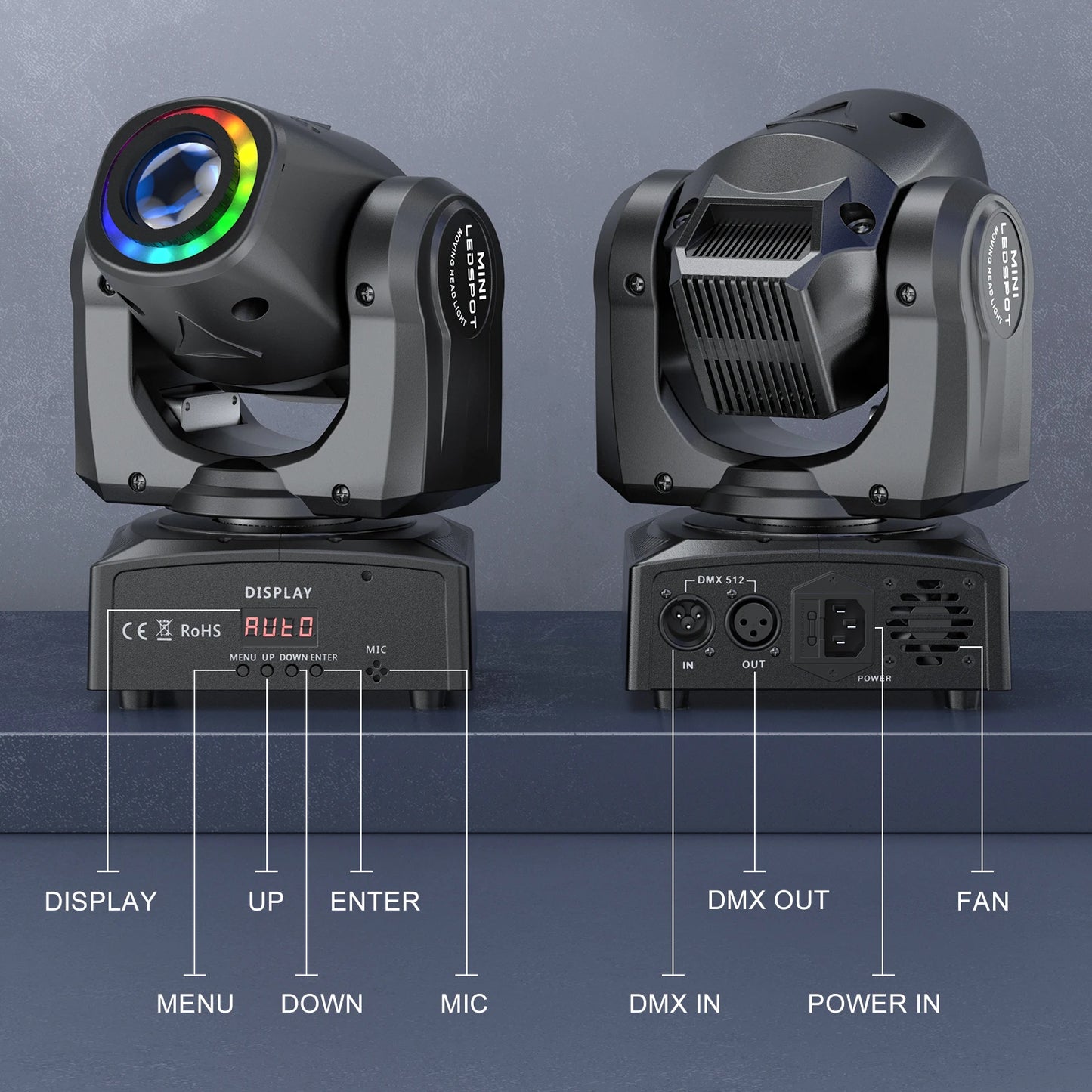LeLeght 150W LED Beam Pattern Moving Head Stage Effect Lighting 8 patterns DMX512 Master-Slavefor DJ Show Concert Party KTV