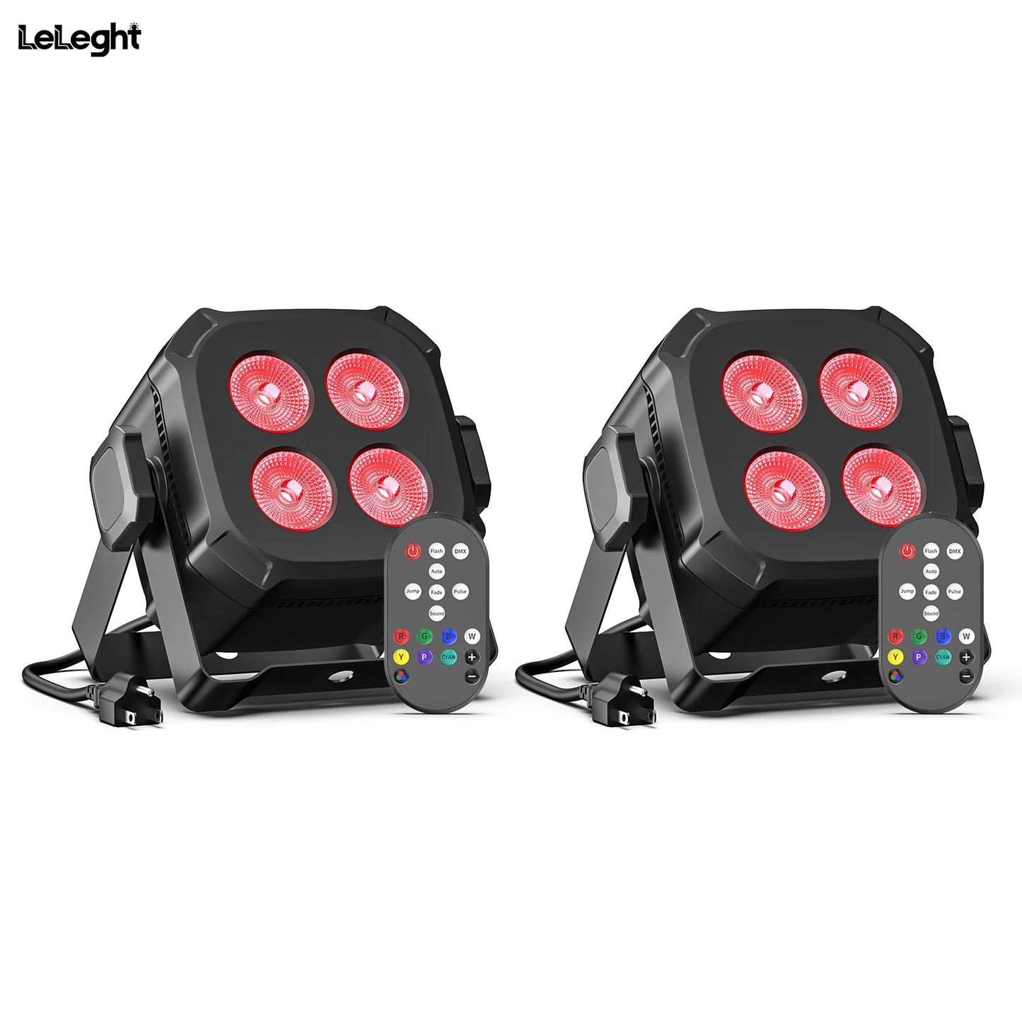 LeLeght 2Pcs 4x20W RGBW 4 IN 1 LED Par Lights DMX512 Remote Control Stage Light Sound Activated Effect Light for DJ Party Disco