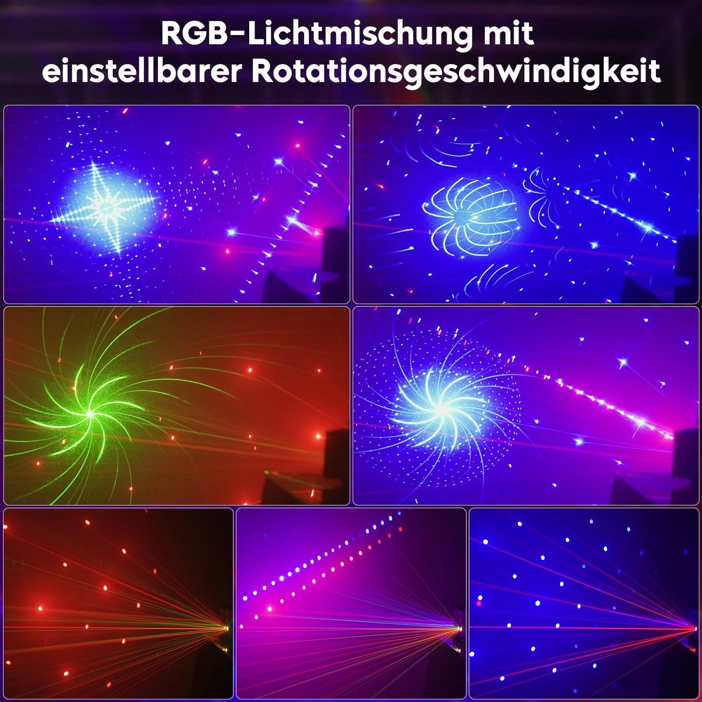 Leleght 9 Eyes Projector RGB Laser Party Light Remote Control Stage Effect Lighting 7CH DMX512 Nightclub Lights for Disco Show