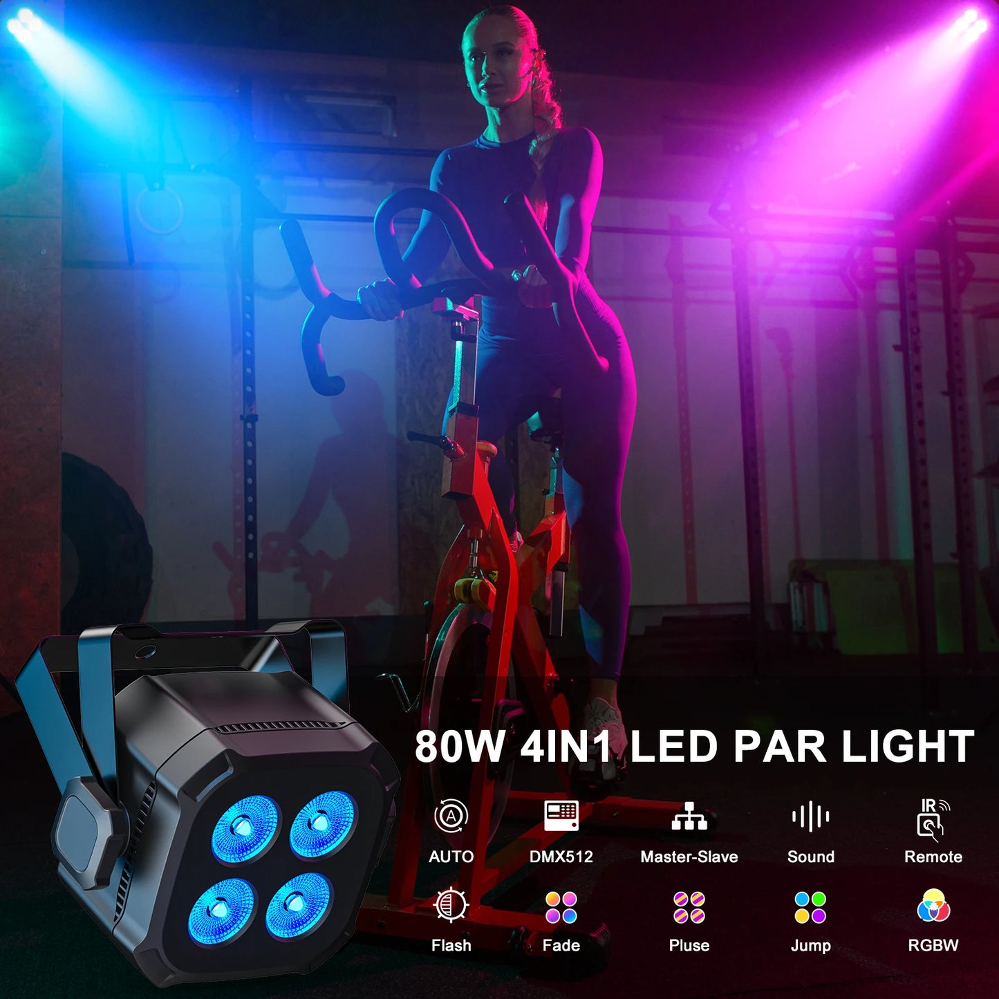 LeLeght 2Pcs 4x20W RGBW 4 IN 1 LED Par Lights DMX512 Remote Control Stage Light Sound Activated Effect Light for DJ Party Disco