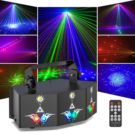 Leleght 9 Eyes Projector RGB Laser Party Light Remote Control Stage Effect Lighting 7CH DMX512 Nightclub Lights for Disco Show