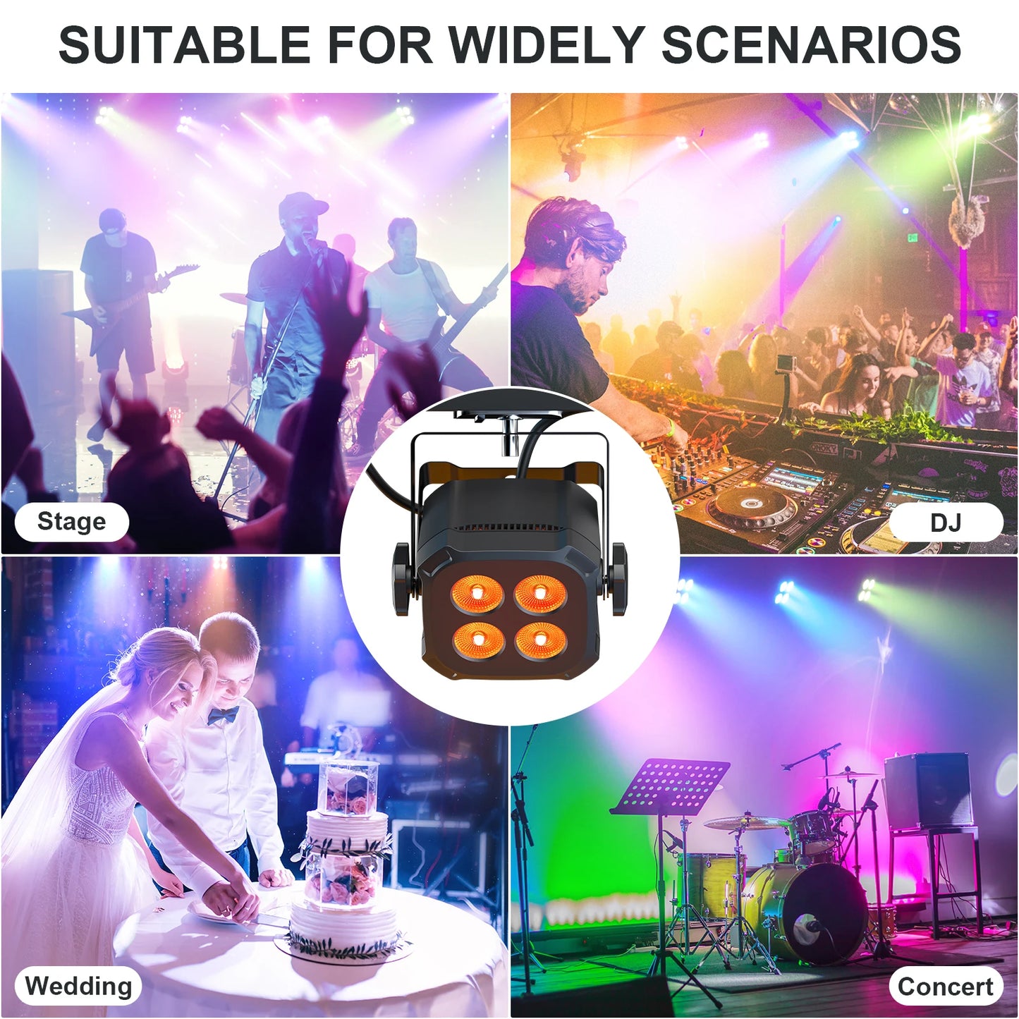 LeLeght 2Pcs 4x20W RGBW 4 IN 1 LED Par Lights DMX512 Remote Control Stage Light Sound Activated Effect Light for DJ Party Disco