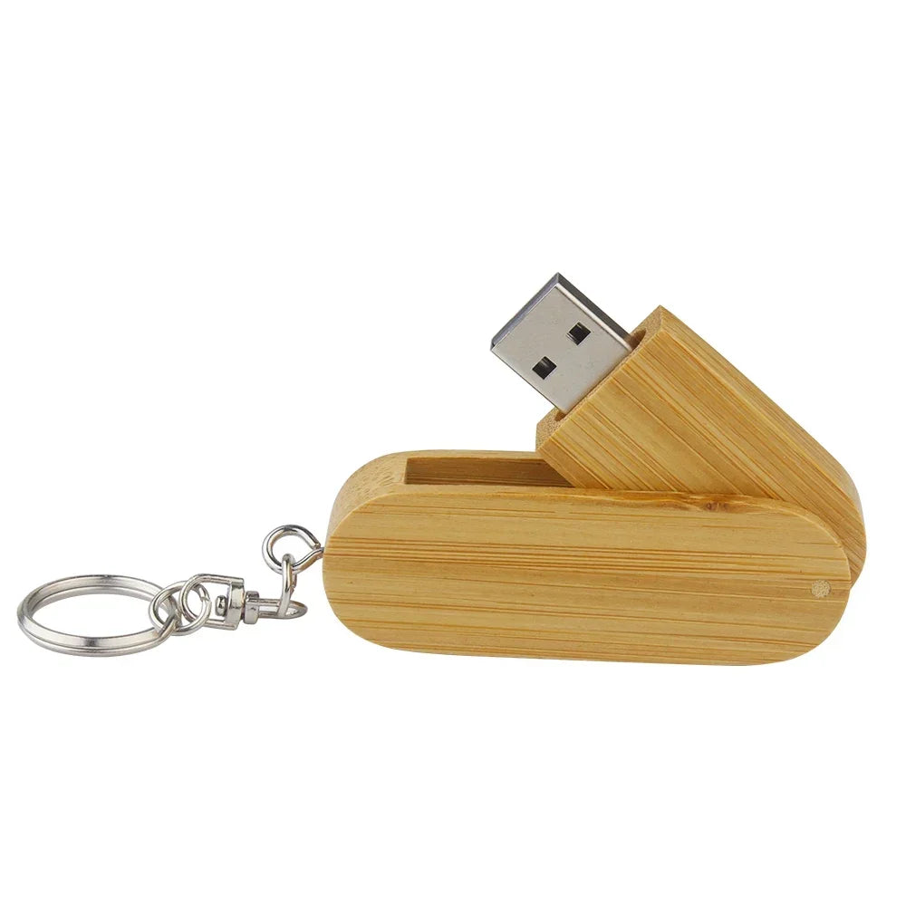 Free Custom Logo Wooden USB 2.0 Flash Drive Portable Photography Gift Pen Drive Real Capacity With Key Chain Memory Stick 64GB