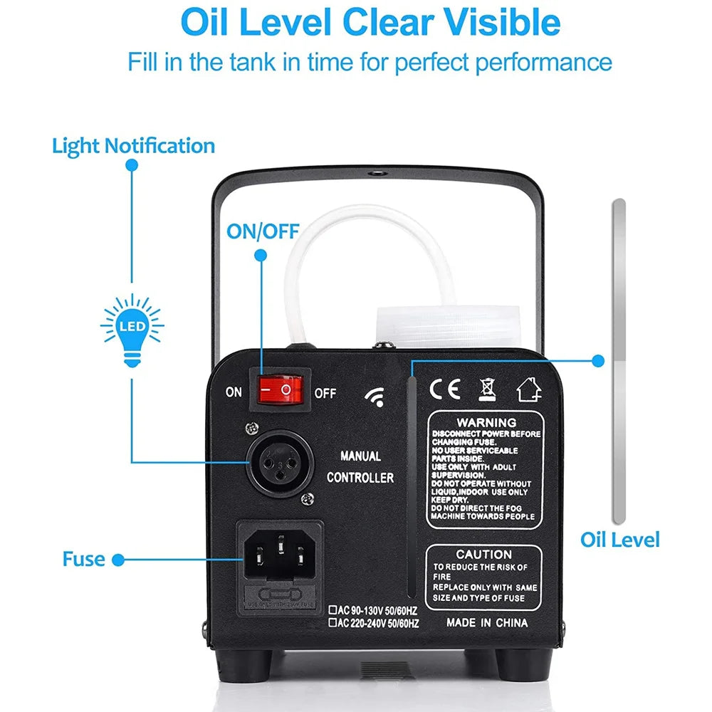 500W 3 RGB LED Smoke Machine Remote Control Lights Professional Special Effect Stage Fog Equipment for DJ Disco Party