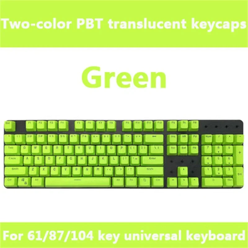 Super 104 Keys DIY PBT Mechanical Keyboard Keycap Translucent Keycaps Two-color Injection Molding OEM For 61/87/104 key Keyboard